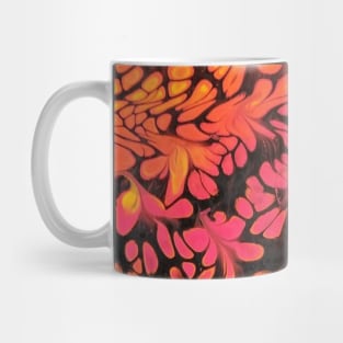 Orange Pink and Yellow Flowers on Black Mug